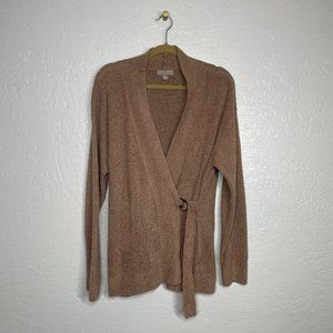 Barefoot Dreams Plus Size 1X Tan Brown Cozychic Lite Knit Side Tie Cardigan